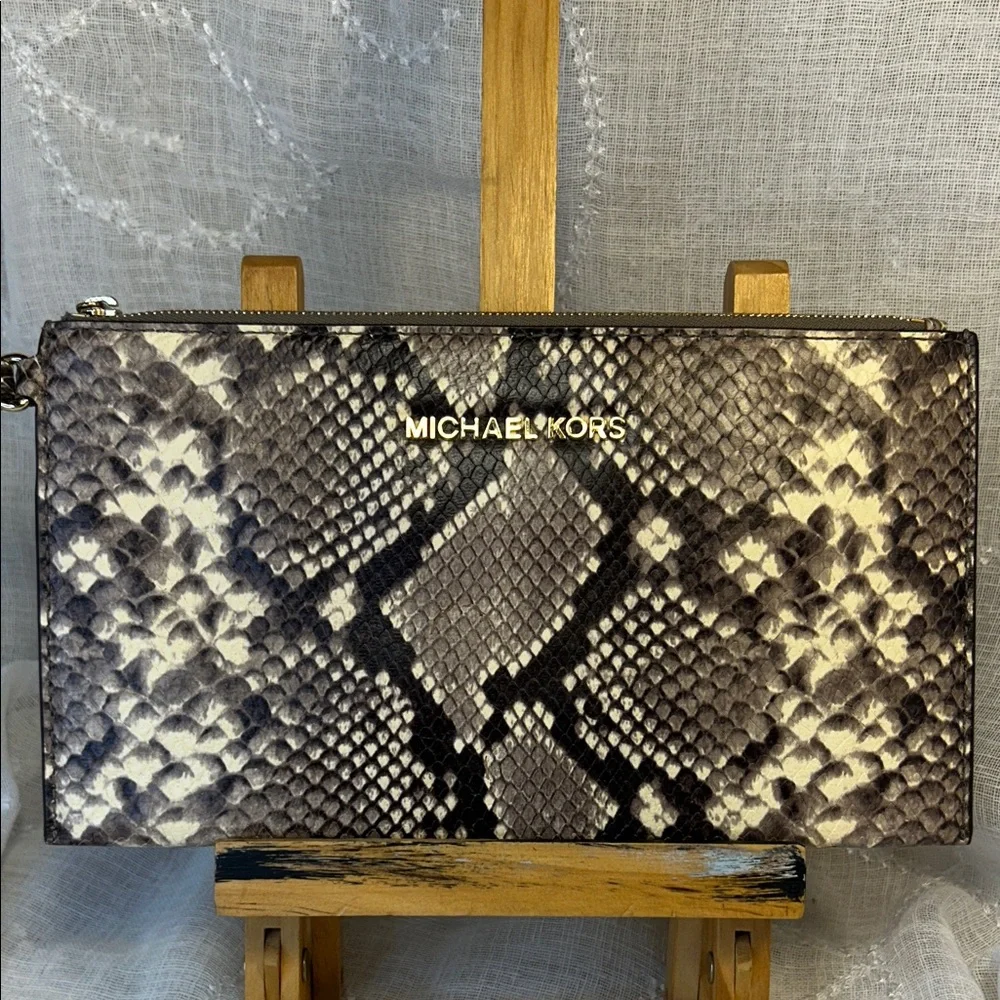 NWT Michael Kors python pattern leather clutch/ wallet